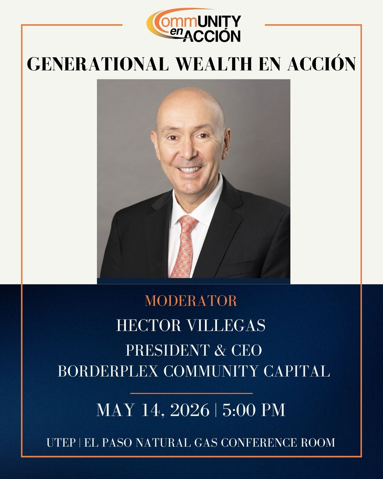 Borderplex Community Capital le invita a una conversación sobre inversión, impuestos y gobernanza llega a UTEP este 14 de mayo.