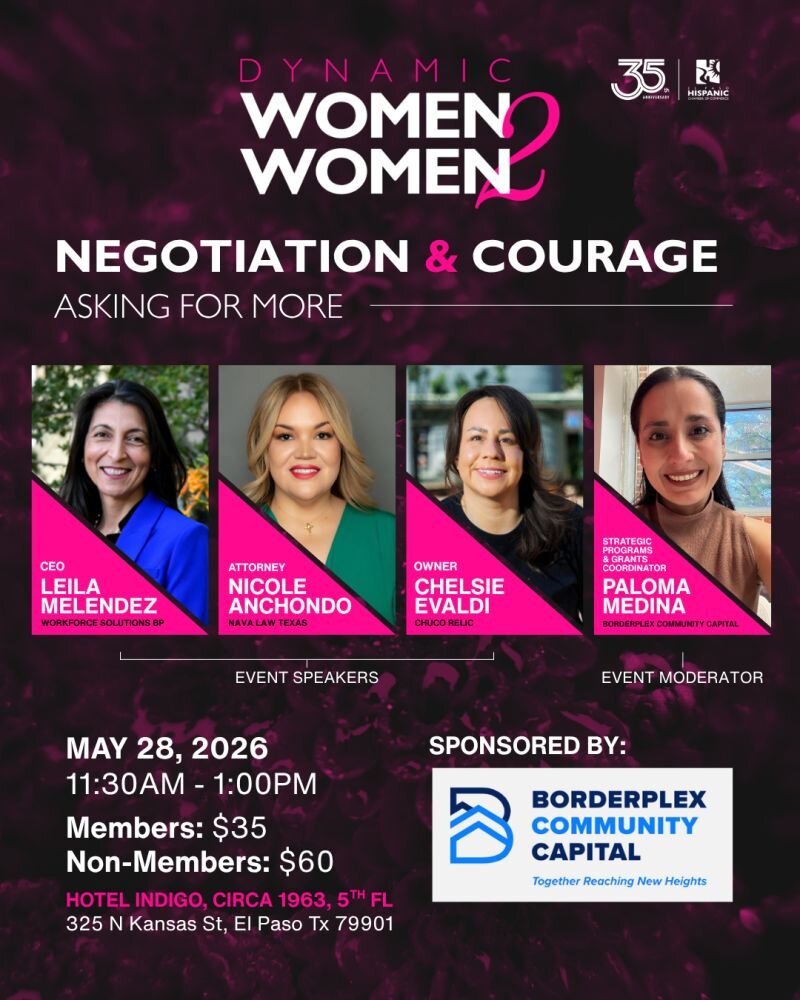 Borderplex Community Capital se Une a la Cámara Hispana de Comercio de El Paso para "Dynamic Women to Women"